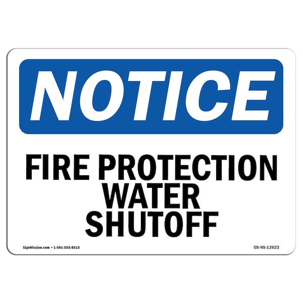OSHA Sign, Fire Protection Water Shutoff, 5in X 3.5in Decal, 10PK, 5" W, 3.5" H, Landscape, PK10